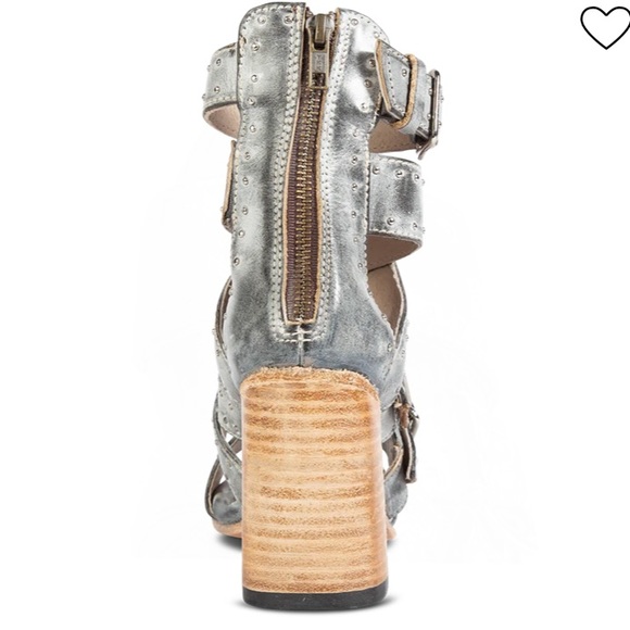 FREEBIRD BY STEVEN TANICA ICE LEATHER SANDALS W/SILVER STUD DETAILING SIZE 8 - Picture 6 of 7